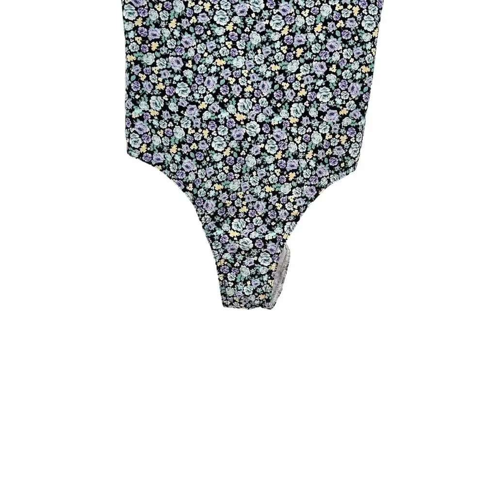 Rouje Paris Victoria One Piece Swimsuit Black Blue Purple Floral Size‎ 36 US 4 - Picture 3 of 10